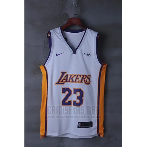 Camiseta Los Angeles Lakers Lebron James #23 Association 2017-18 Blanco